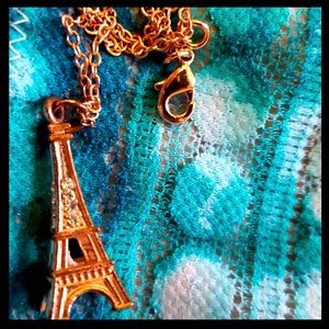 Rose Gold and Pave Crystal Eiffel Tower Necklace